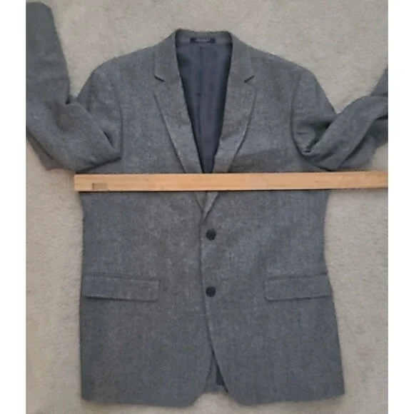 ADOLFO Lambswool TWEED Sport Coat Mens 44R Gray Herringbone Fleck Blazer Jacket - Picture 13 of 16